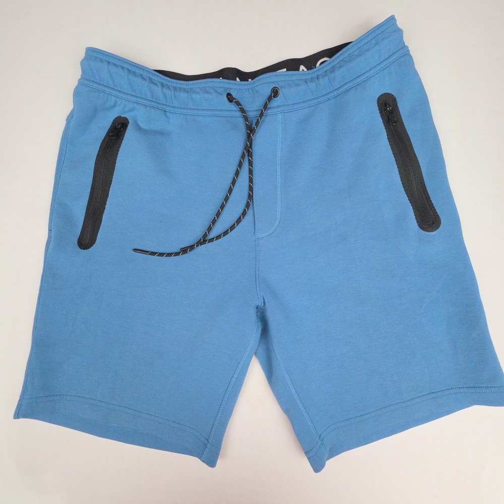 American Eagle AE 24/7 Tech Jogger Shorts Mens L Blue Zipper Pockets Knit Blend